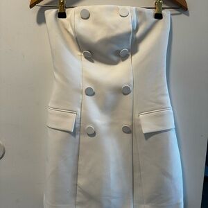 H&M White Strapless Mini Dress